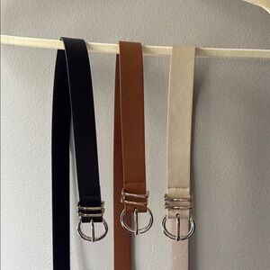 Elegant Women's Belt Set - Black, Brown, and Cream